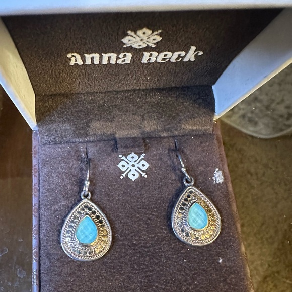 Anna Beck Jewelry - NWOT Anna Beck Gold and Turquoise small Teardrop Earrings